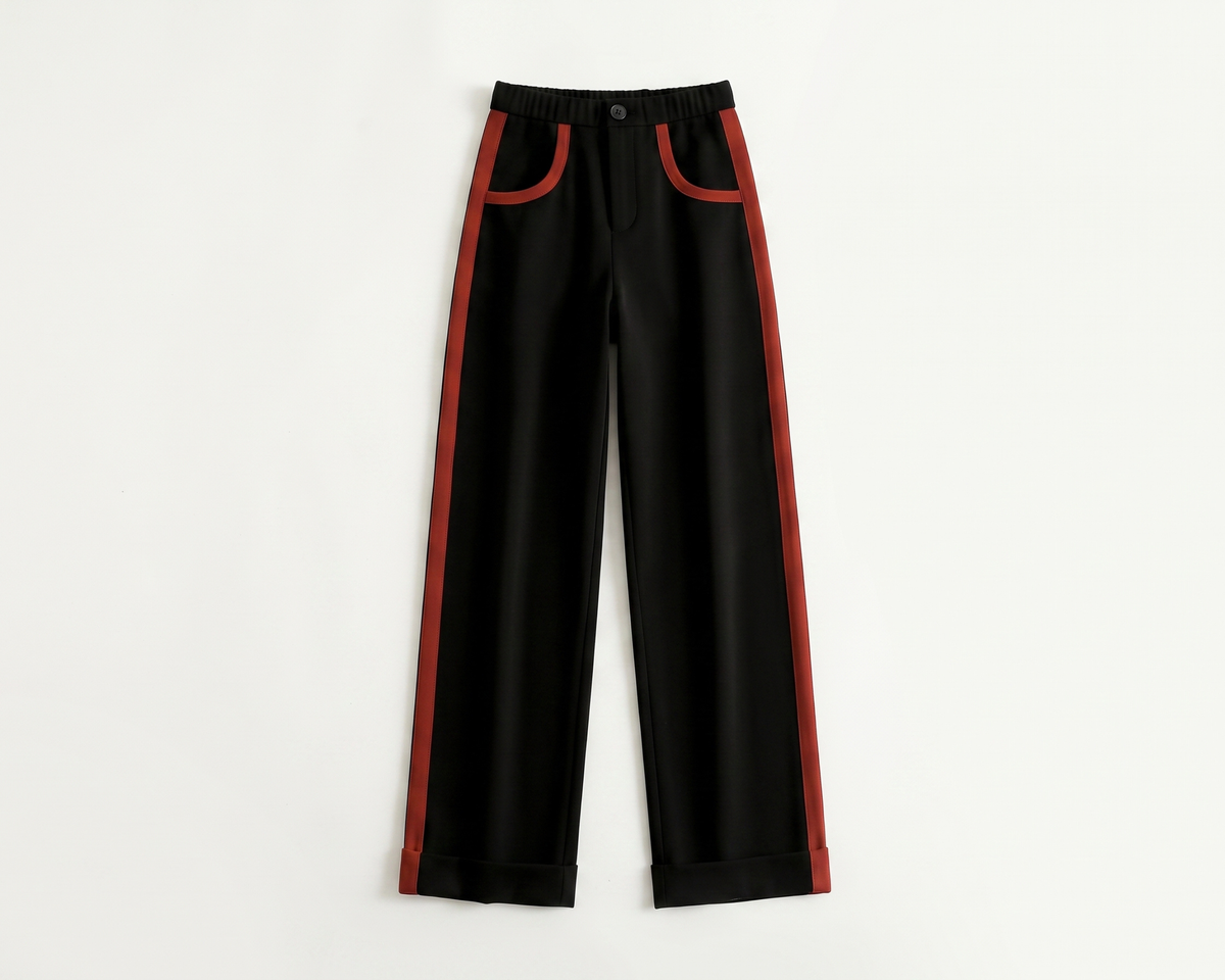 Color-block Straight-leg Casual Womens Suit Pants