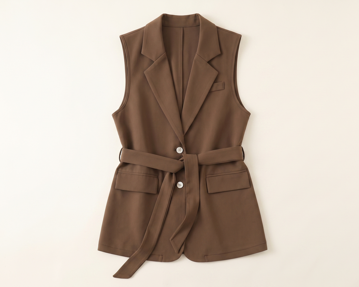 Women’s Blazer Vest, Sleeveless Waistcoat, Lace-Up Tailored Vest, Belted Vest, Elegant Office Vest, Women’s Business Casual Vest