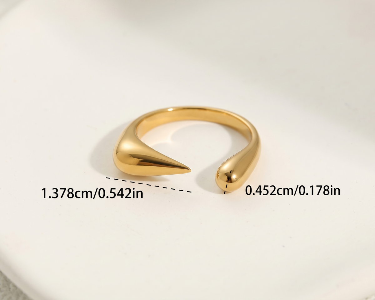Two Tone Gold Silver Ring, Water Drop Ring, Stainless Steel Statement Ring, Adjustable Geometric Ring, Modern Women's Jewelry, Gift for Her