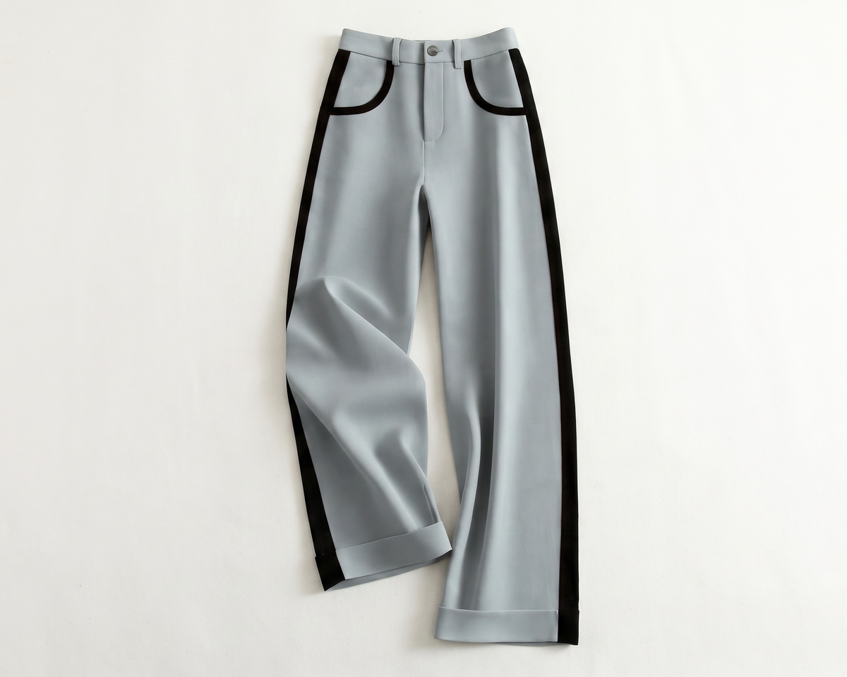 Color-block Straight-leg Casual Womens Suit Pants