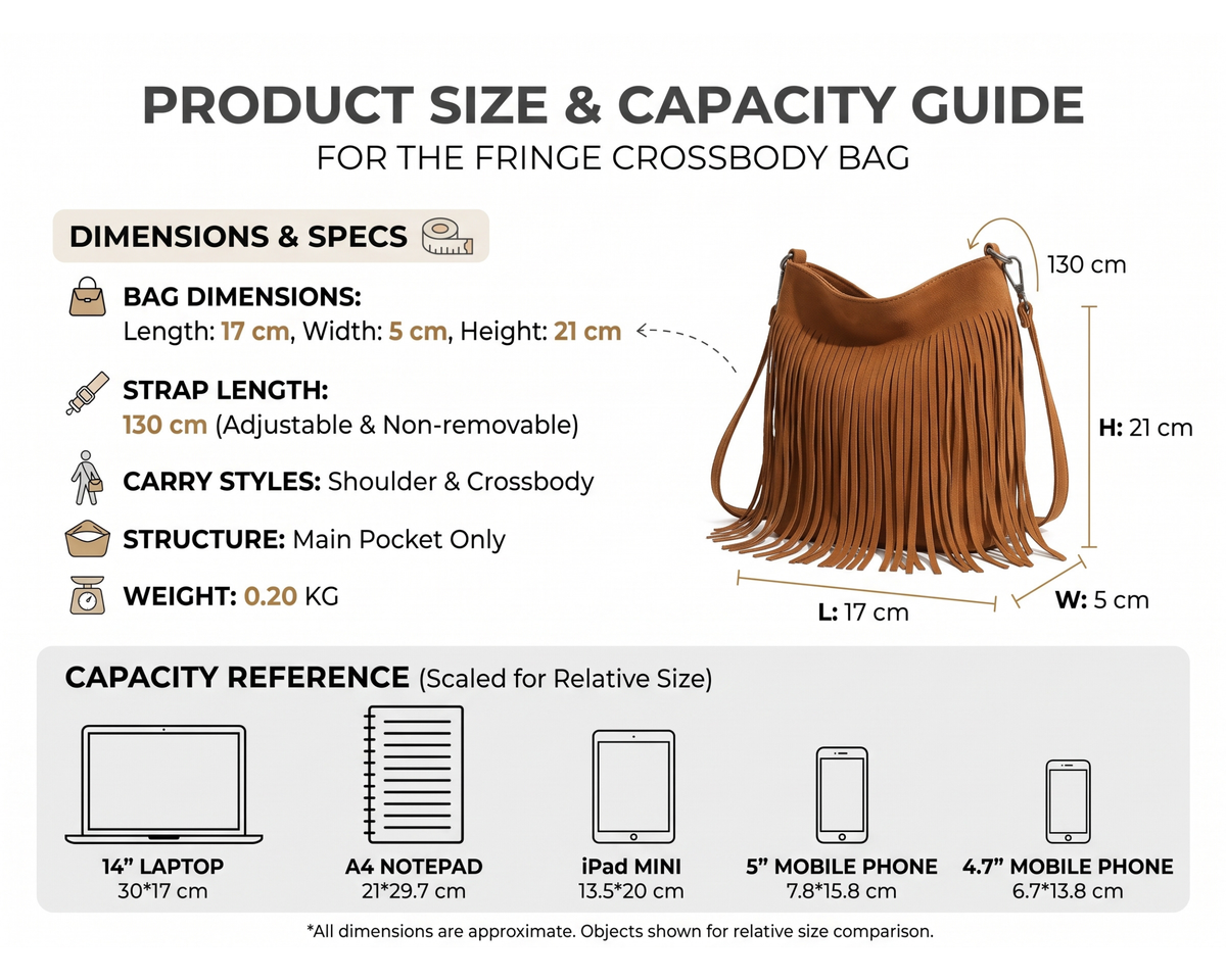Boho Fringe Crossbody Bag, Tassel Shoulder Bag, Women's Casual Purse, Bohemian Travel Bag