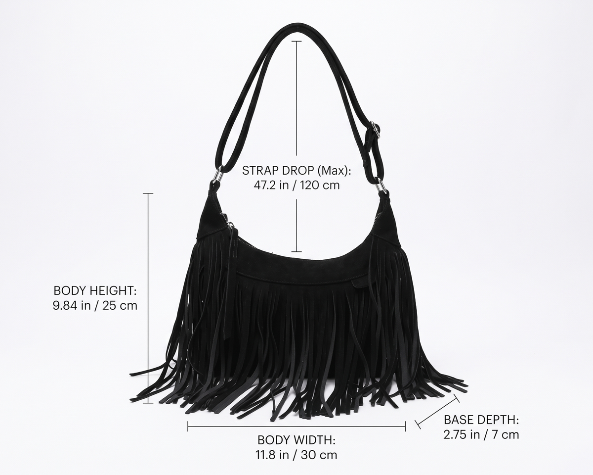 Retro Fringe Crossbody Bag – Boho Tassel Shoulder Bag – Soft PU Leather Messenger Bag