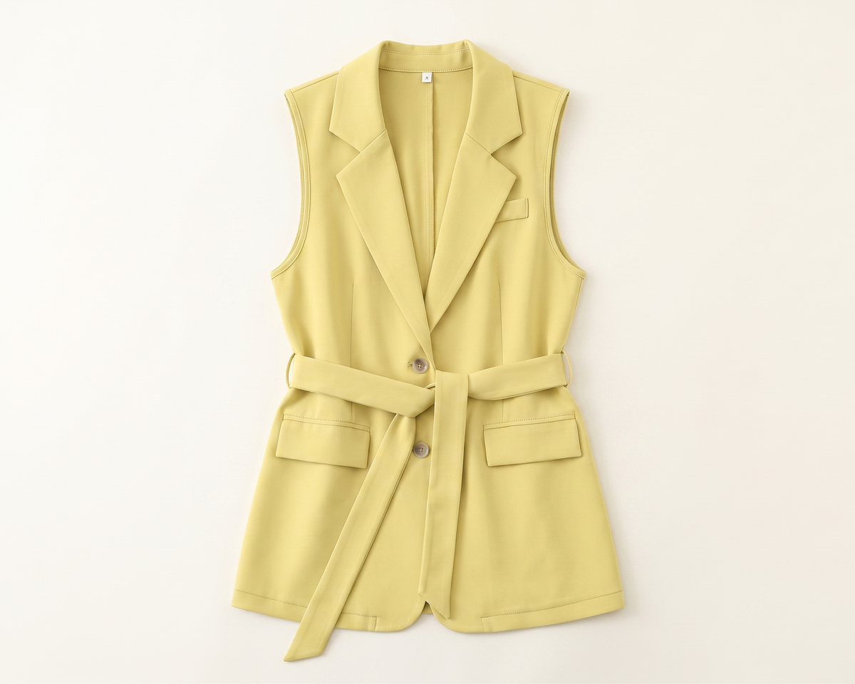 Women’s Blazer Vest, Sleeveless Waistcoat, Lace-Up Tailored Vest, Belted Vest, Elegant Office Vest, Women’s Business Casual Vest