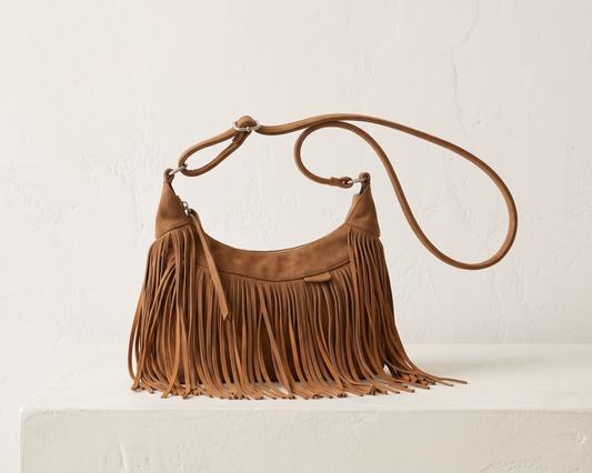 Retro Fringe Crossbody Bag – Boho Tassel Shoulder Bag – Soft PU Leather Messenger Bag
