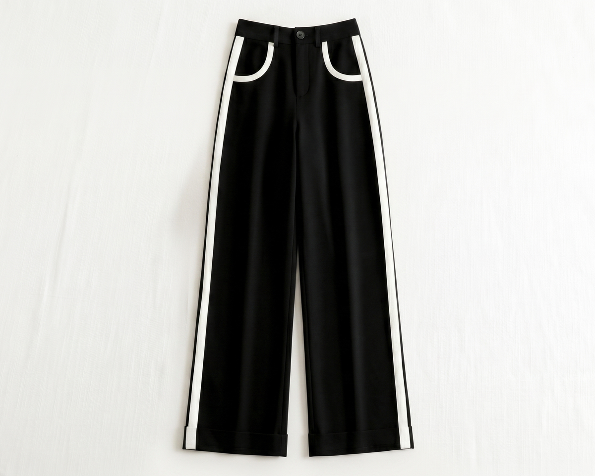 Color-block Straight-leg Casual Womens Suit Pants