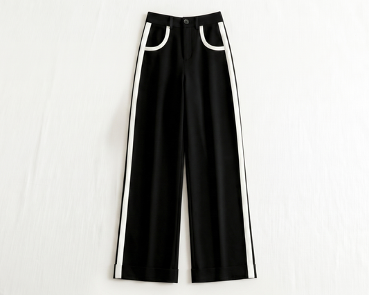 Color-block Straight-leg Casual Womens Suit Pants