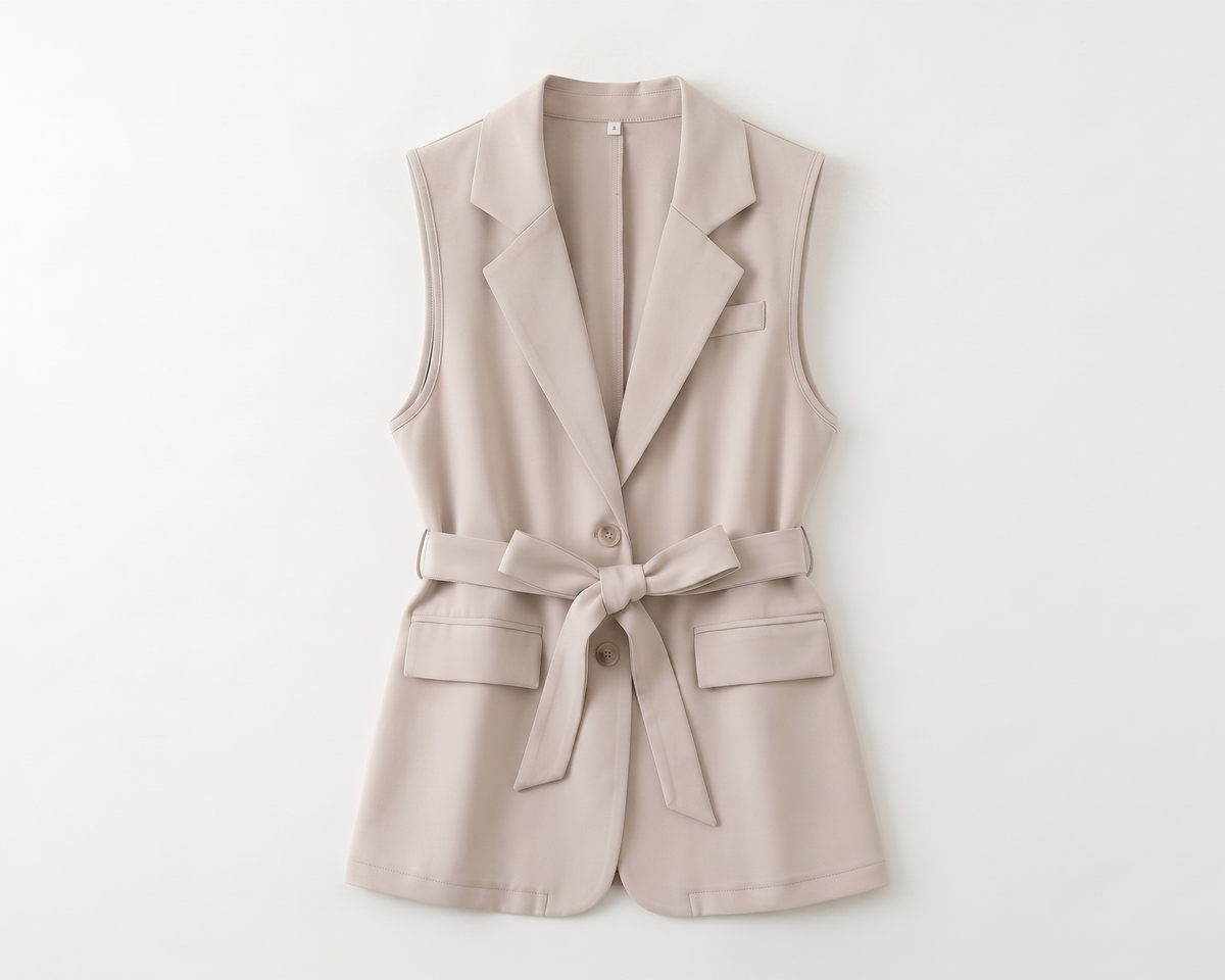 Women’s Blazer Vest, Sleeveless Waistcoat, Lace-Up Tailored Vest, Belted Vest, Elegant Office Vest, Women’s Business Casual Vest
