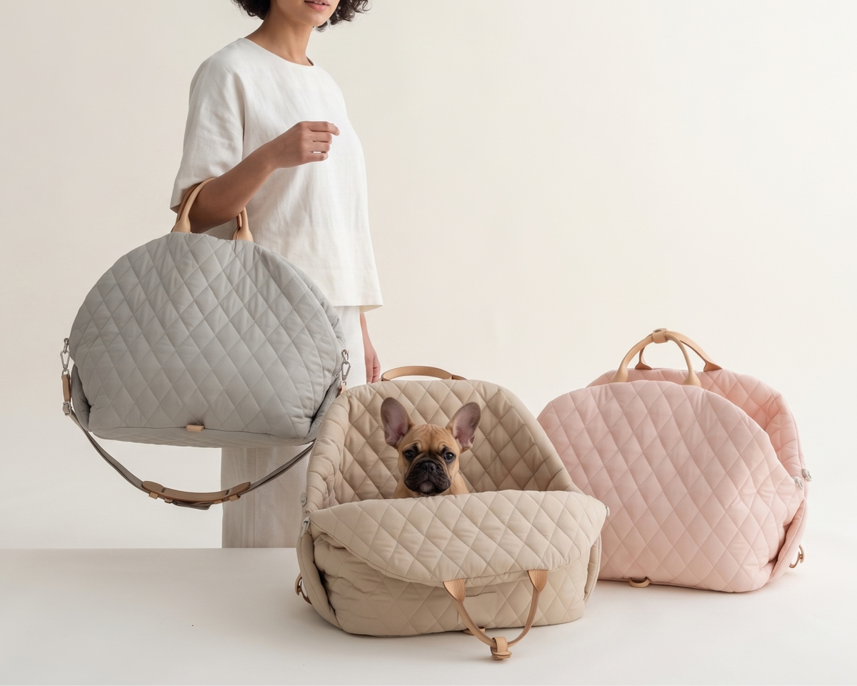Quilted Waterproof Pet Carrier Bag – Removable Travel Bag for Small Dogs & Cats