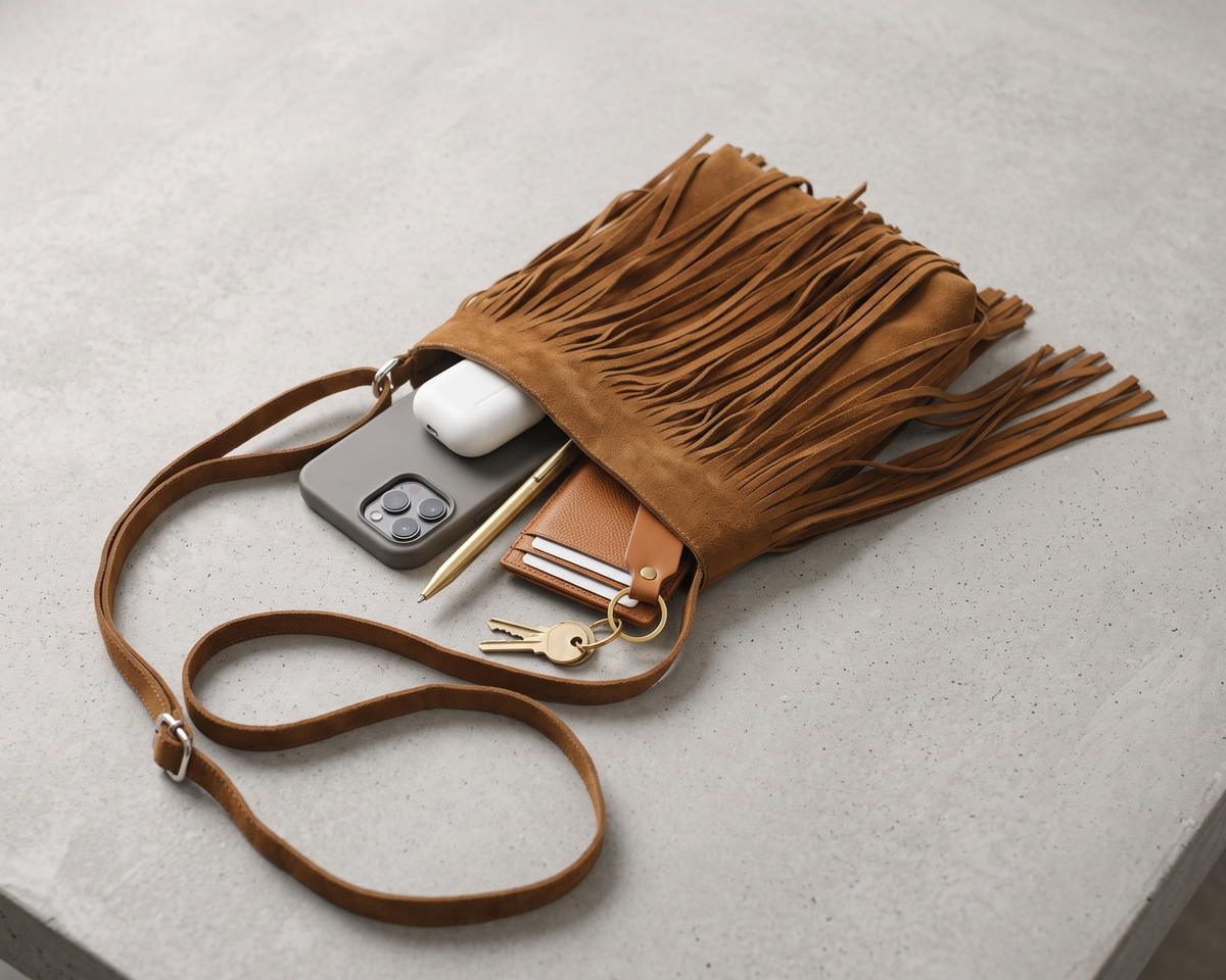 Boho Fringe Crossbody Bag, Tassel Shoulder Bag, Women's Casual Purse, Bohemian Travel Bag