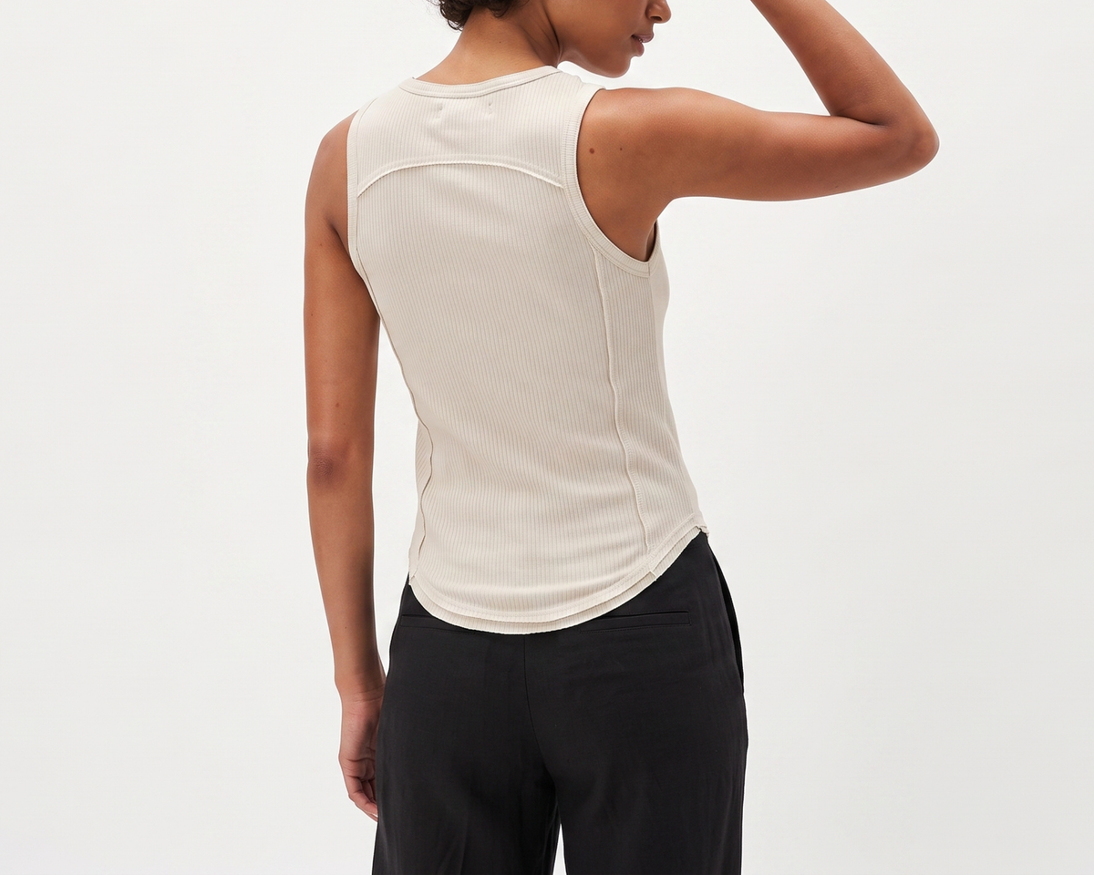 Ribbed Double-Strap Buckle Tank Top – Women’s Sleeveless Fitted Summer Top