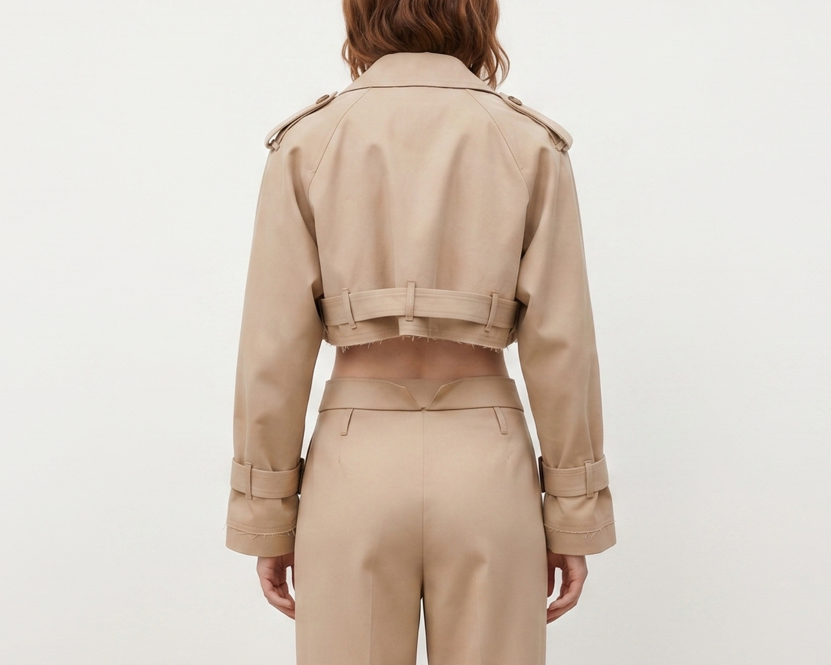 Versatile Belted Beige Jacket – Women's Casual Long-Sleeve Suit Collar Coat