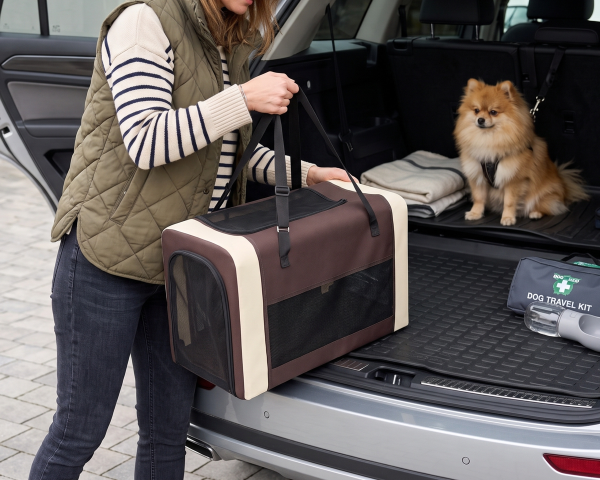 2-in-1 Foldable Pet Stroller Detachable Carrier, Lightweight Travel Cat Dog Stroller