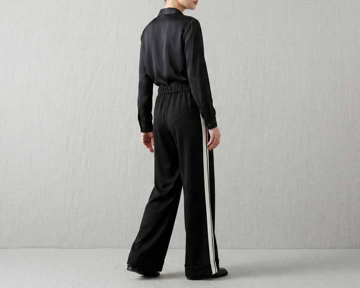 Color-block Straight-leg Casual Womens Suit Pants