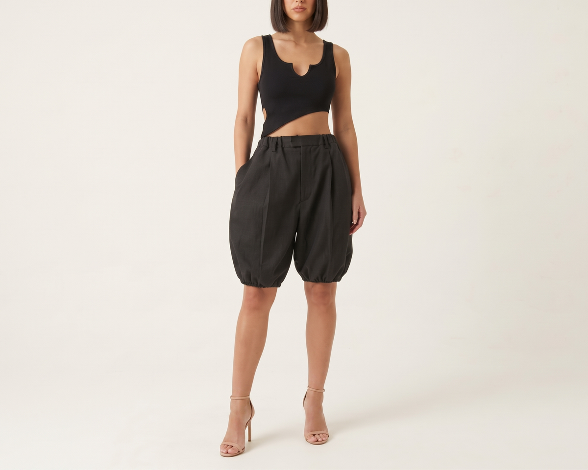 Women's High-Waisted Casual Knee-Length Pants, Elastic Waist Balloon Pants, Relaxed Fit Summer Trousers