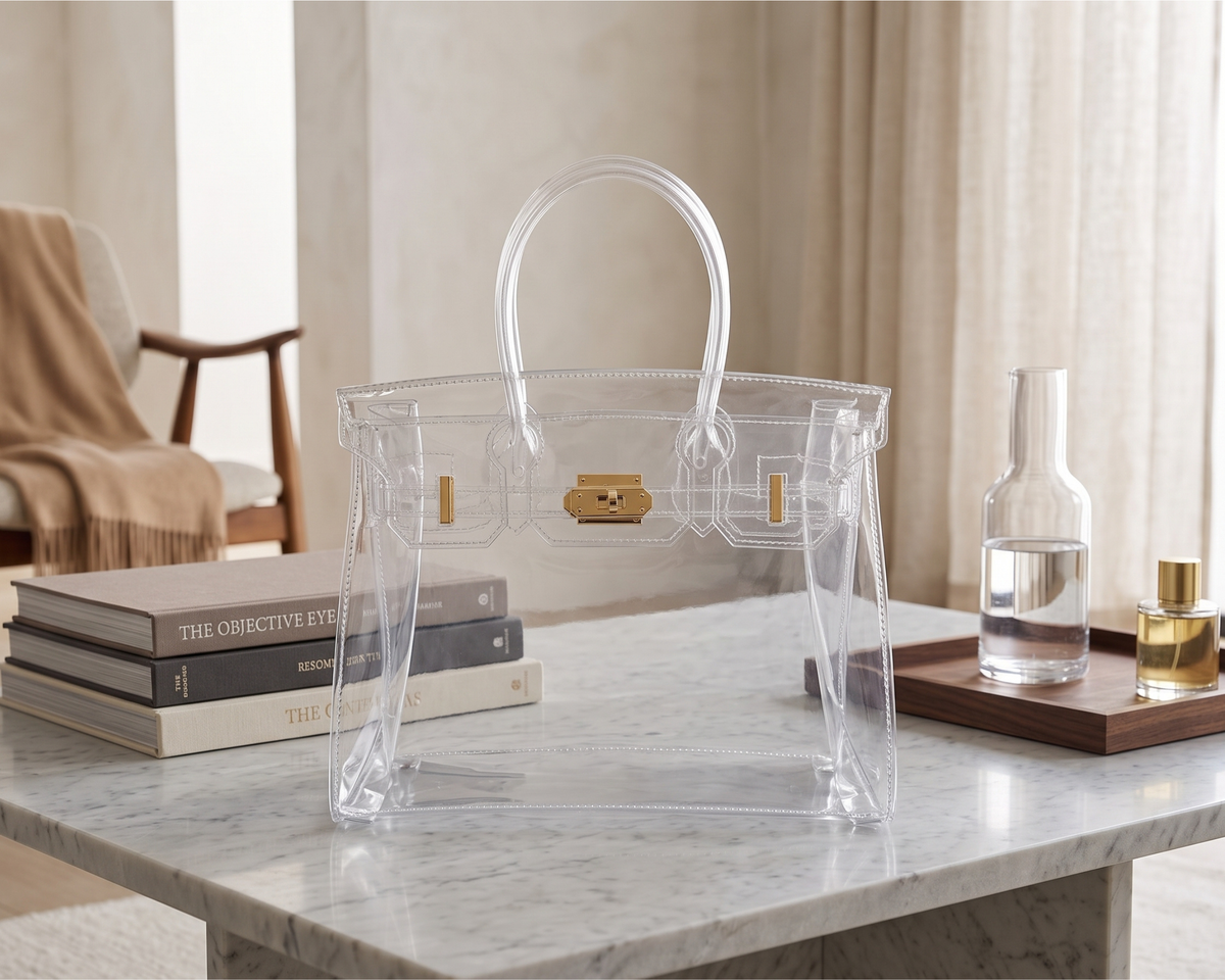 Clear Jelly Transparent Fashion Bag, Stylish PVC Handbag & Crossbody Purse