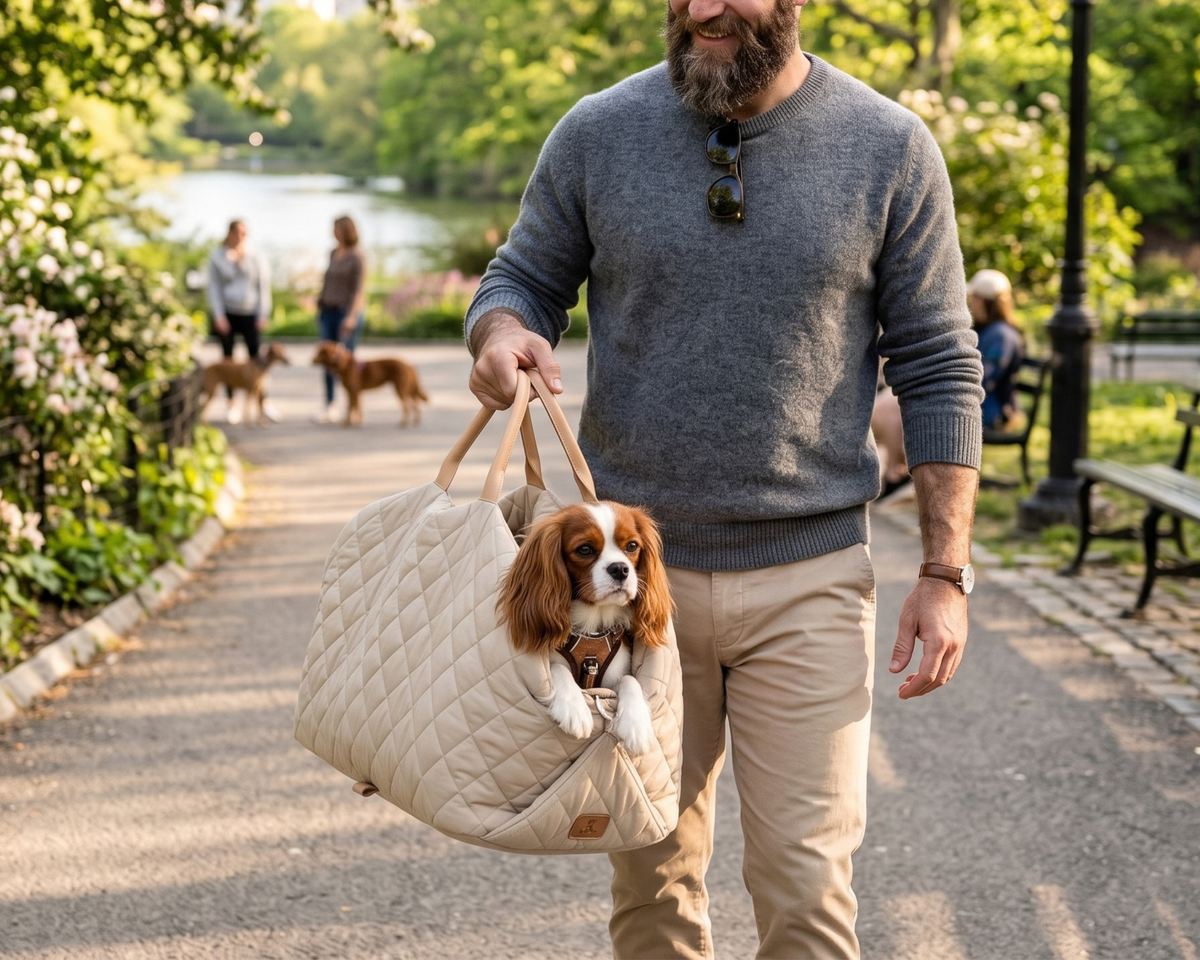 Quilted Waterproof Pet Carrier Bag – Removable Travel Bag for Small Dogs & Cats
