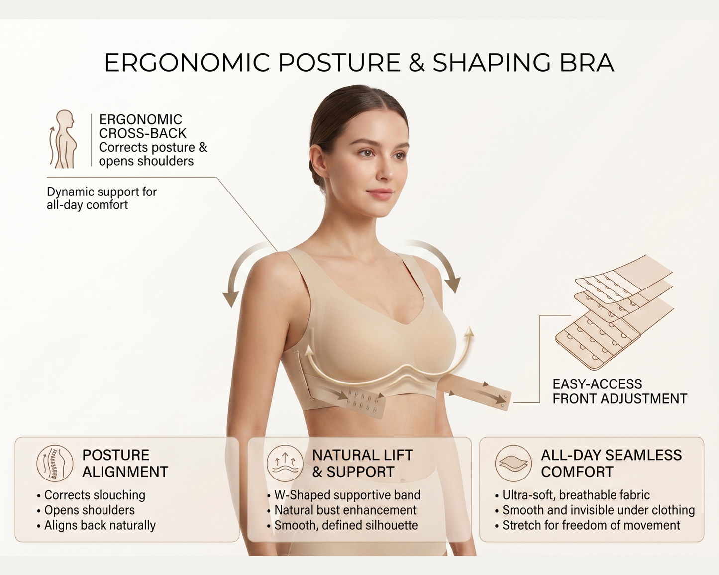 Posture-correcting Adjustable Front-closure Bra