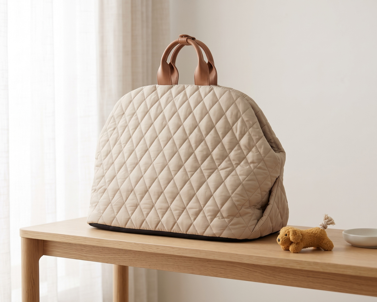 Quilted Waterproof Pet Carrier Bag – Removable Travel Bag for Small Dogs & Cats