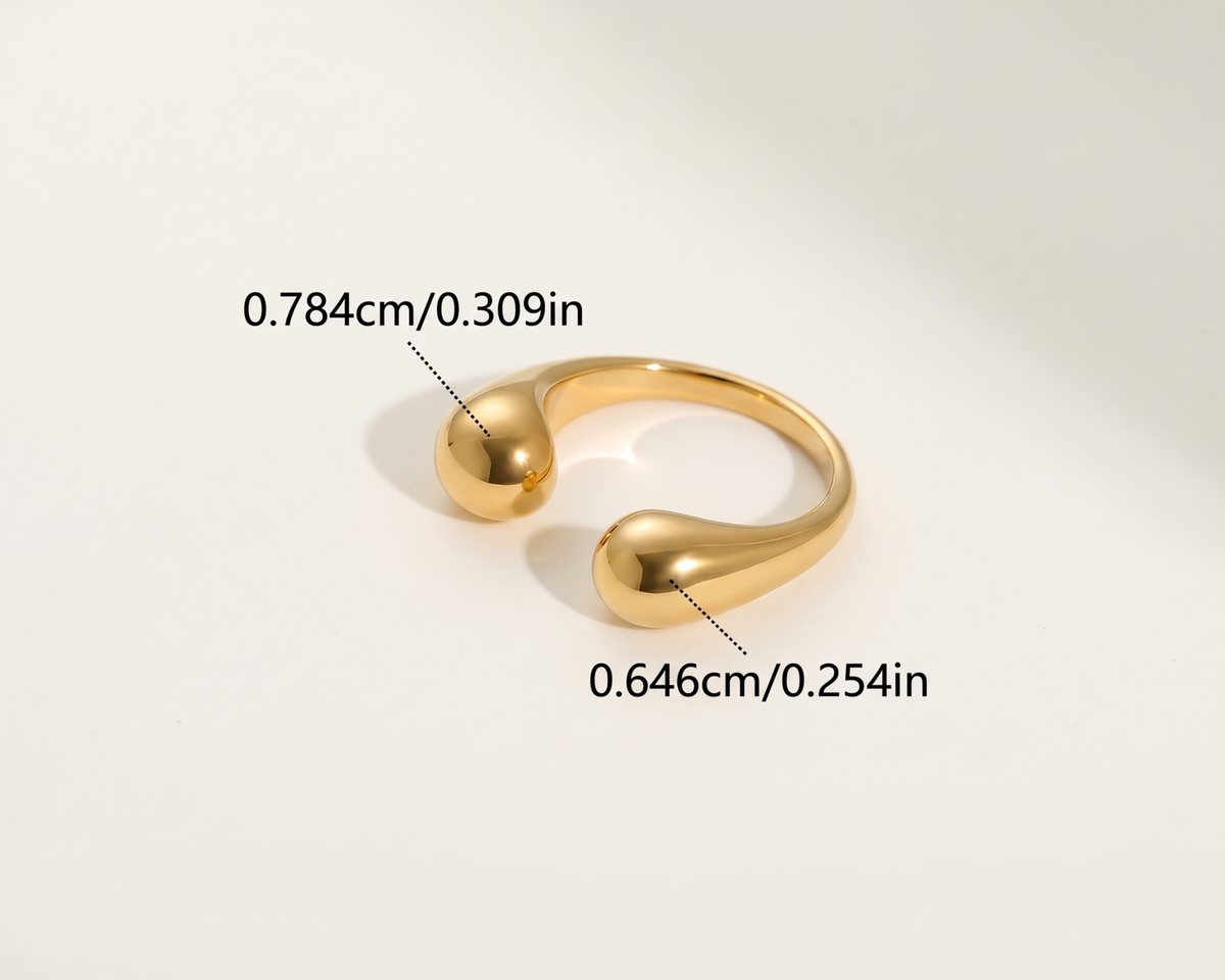 Two Tone Gold Silver Ring, Water Drop Ring, Stainless Steel Statement Ring, Adjustable Geometric Ring, Modern Women's Jewelry, Gift for Her