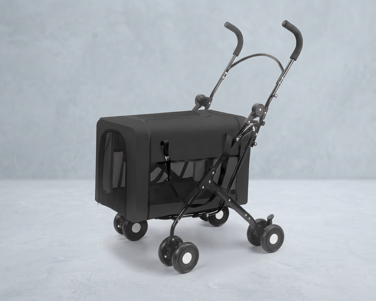 2-in-1 Foldable Pet Stroller Detachable Carrier, Lightweight Travel Cat Dog Stroller
