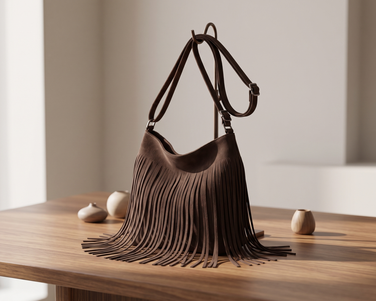 Boho Fringe Crossbody Bag, Tassel Shoulder Bag, Women's Casual Purse, Bohemian Travel Bag