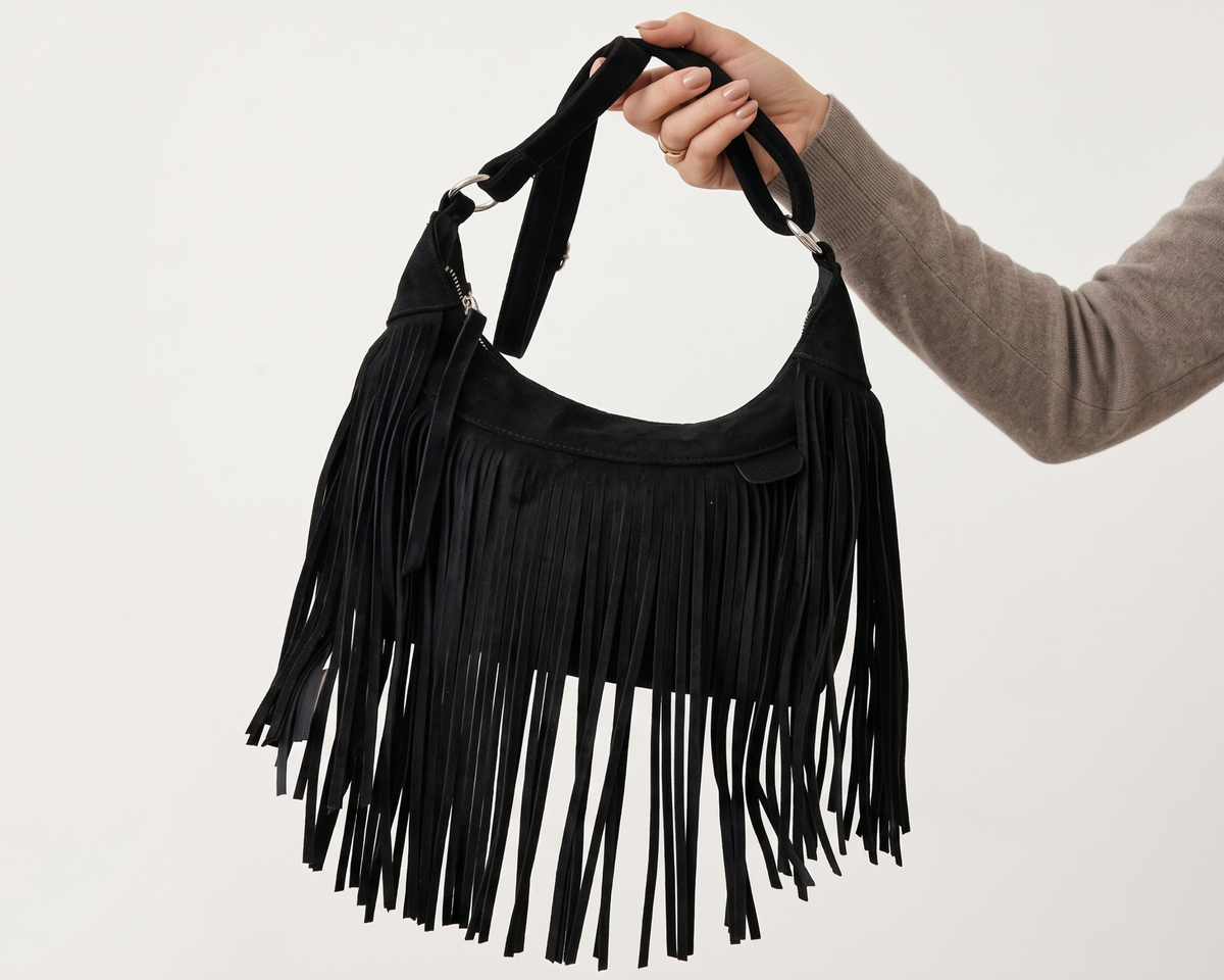 Retro Fringe Crossbody Bag – Boho Tassel Shoulder Bag – Soft PU Leather Messenger Bag