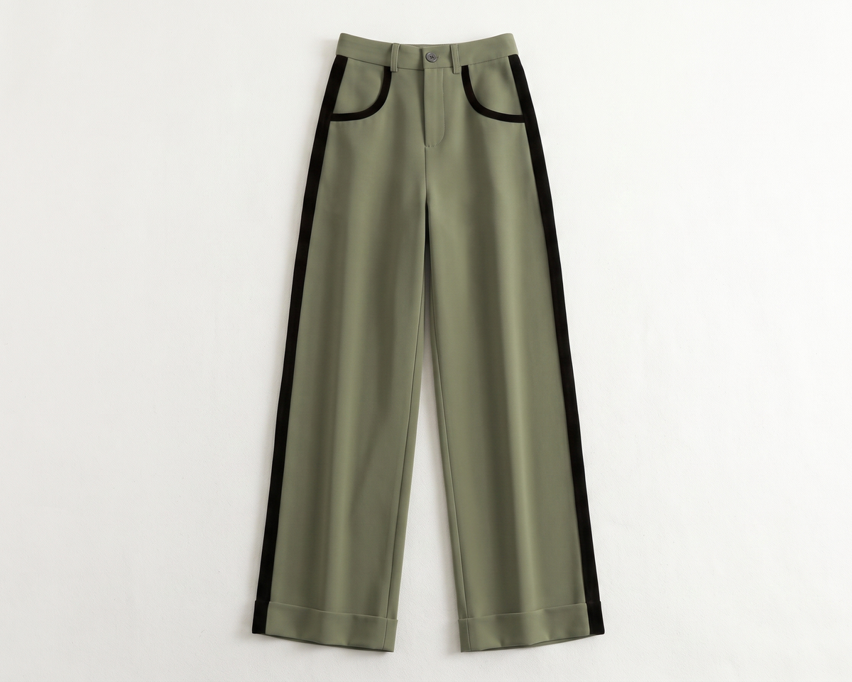 Color-block Straight-leg Casual Womens Suit Pants