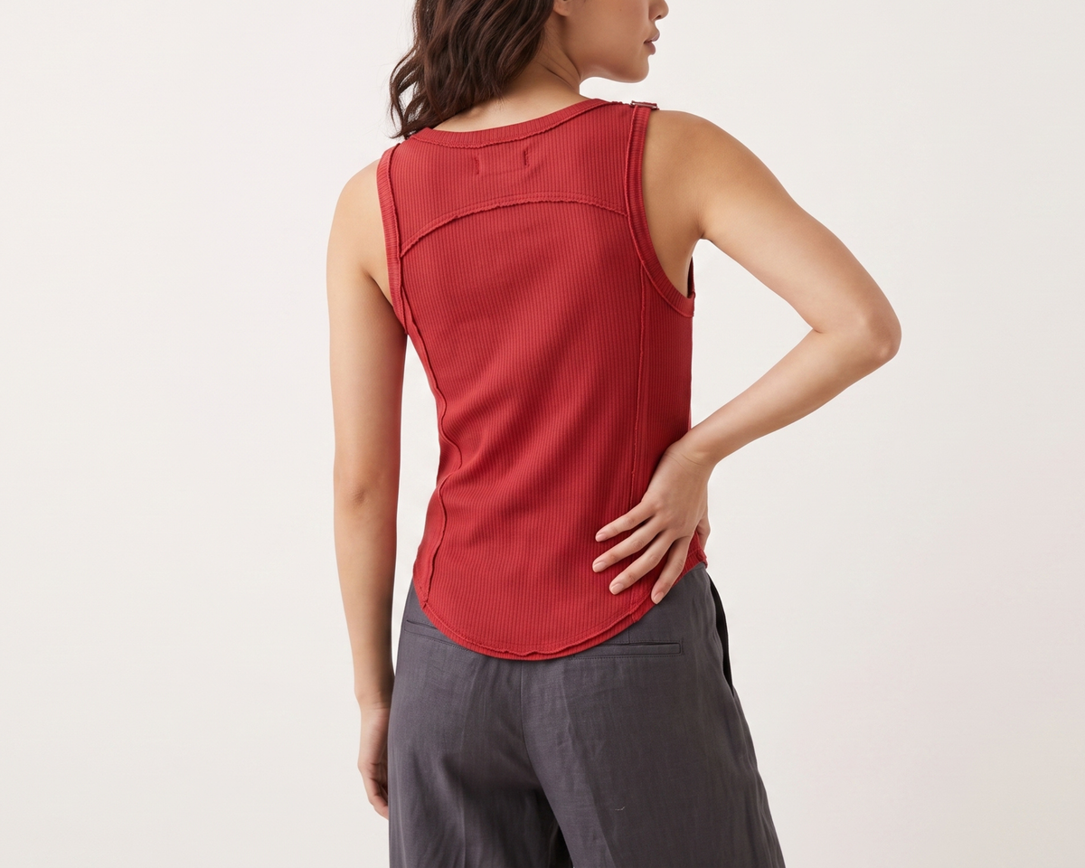 Ribbed Double-Strap Buckle Tank Top – Women’s Sleeveless Fitted Summer Top