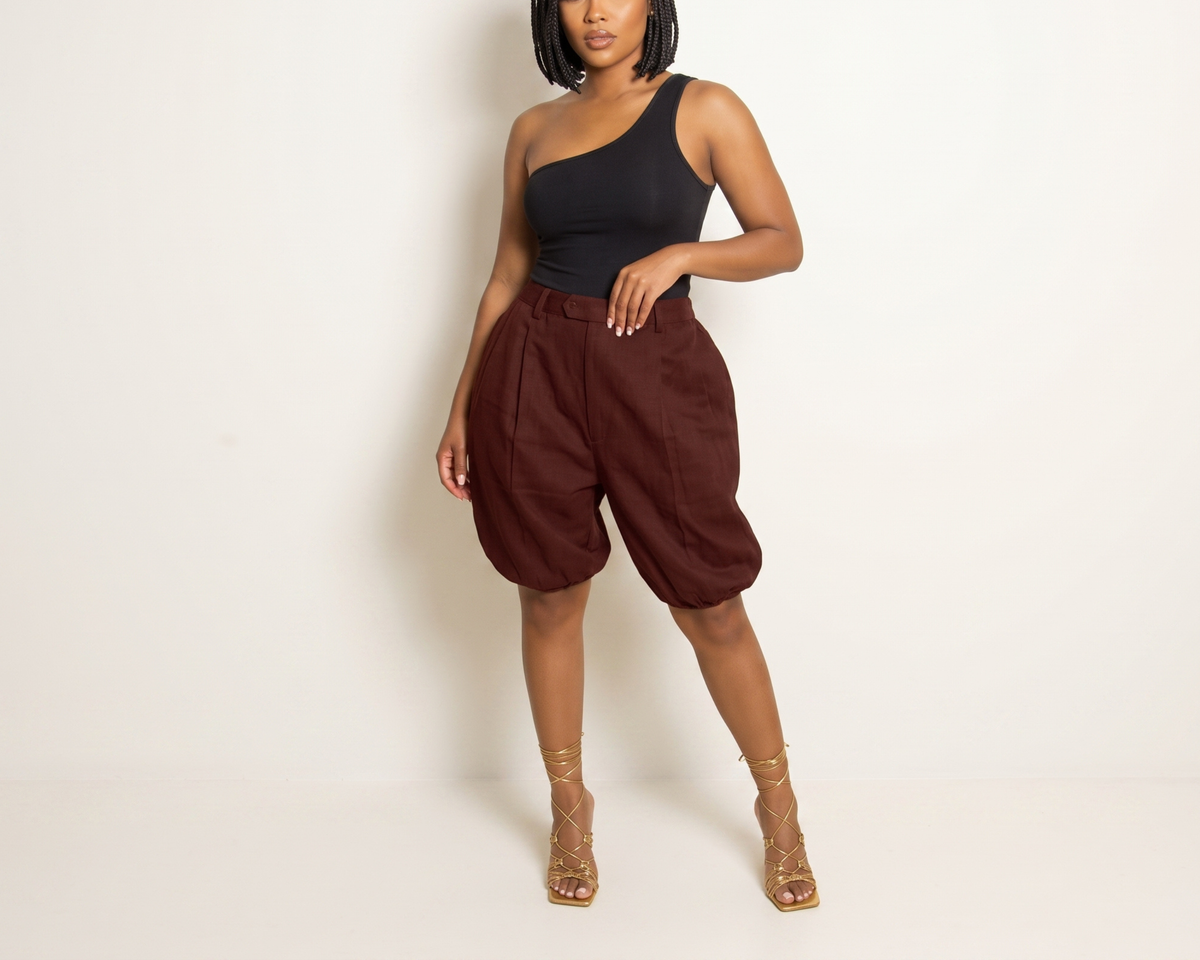 Women's High-Waisted Casual Knee-Length Pants, Elastic Waist Balloon Pants, Relaxed Fit Summer Trousers