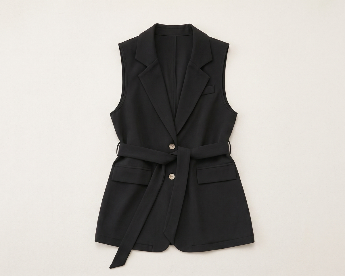 Women’s Blazer Vest, Sleeveless Waistcoat, Lace-Up Tailored Vest, Belted Vest, Elegant Office Vest, Women’s Business Casual Vest