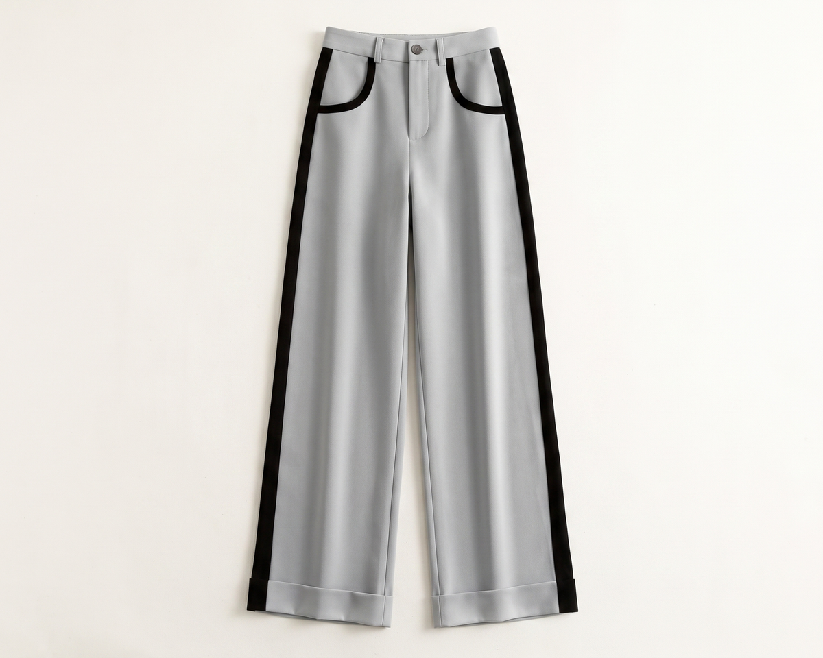 Color-block Straight-leg Casual Womens Suit Pants