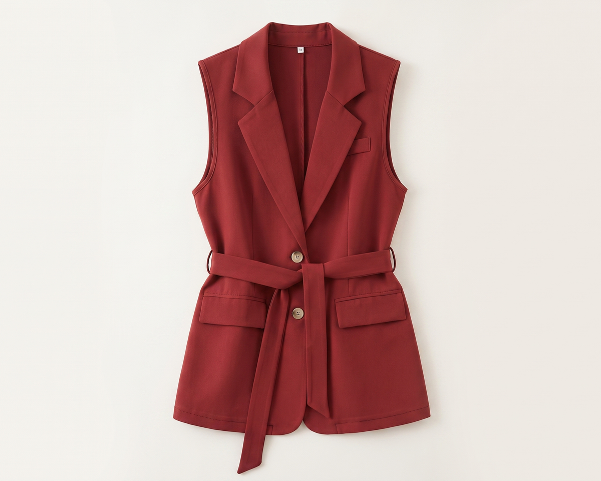Women’s Blazer Vest, Sleeveless Waistcoat, Lace-Up Tailored Vest, Belted Vest, Elegant Office Vest, Women’s Business Casual Vest
