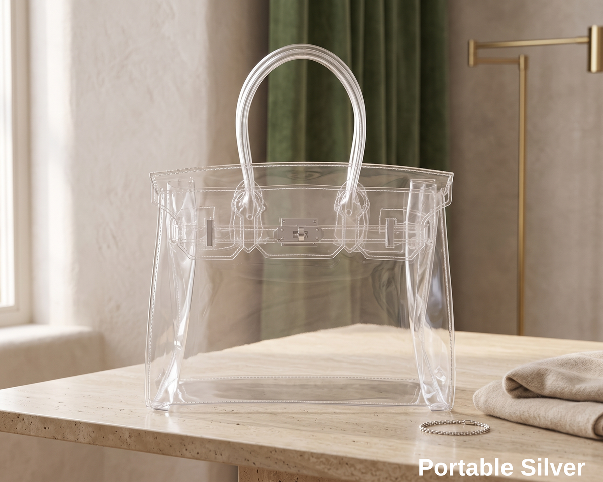 Clear Jelly Transparent Fashion Bag, Stylish PVC Handbag & Crossbody Purse