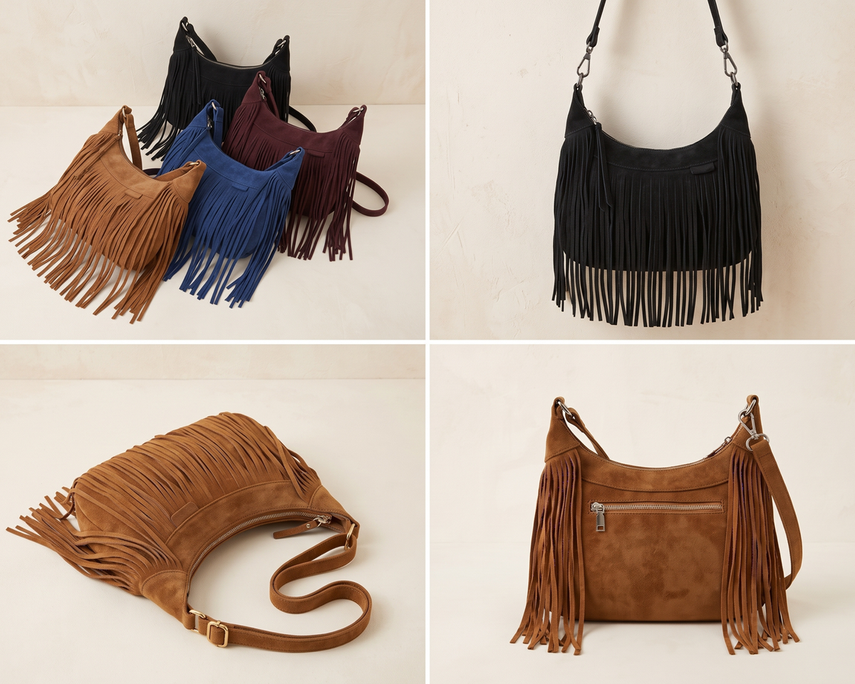 Retro Fringe Crossbody Bag – Boho Tassel Shoulder Bag – Soft PU Leather Messenger Bag