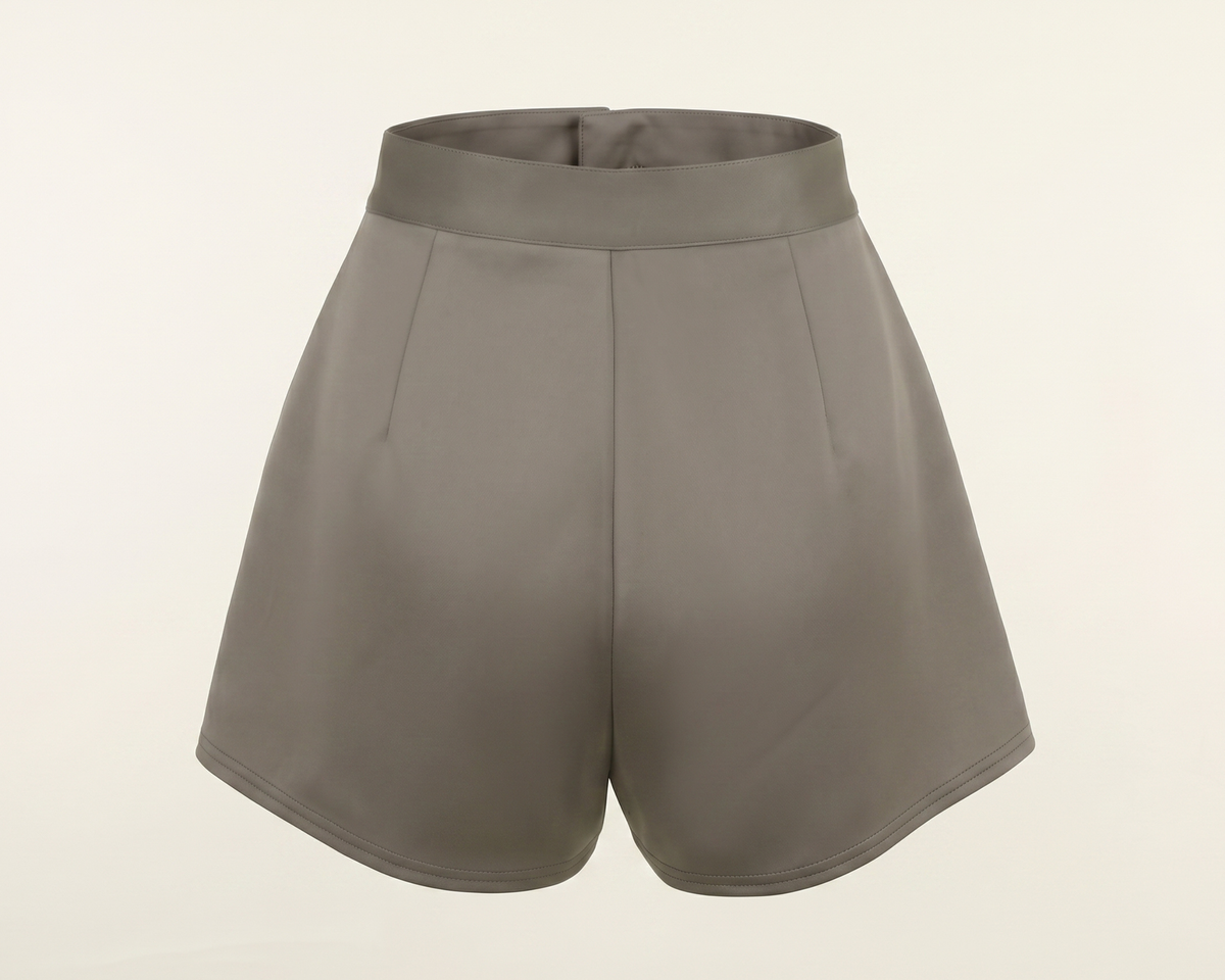 Retro High Waisted Pleated Shorts, A-Line Wide Leg, Black Polyester Summer Bottoms