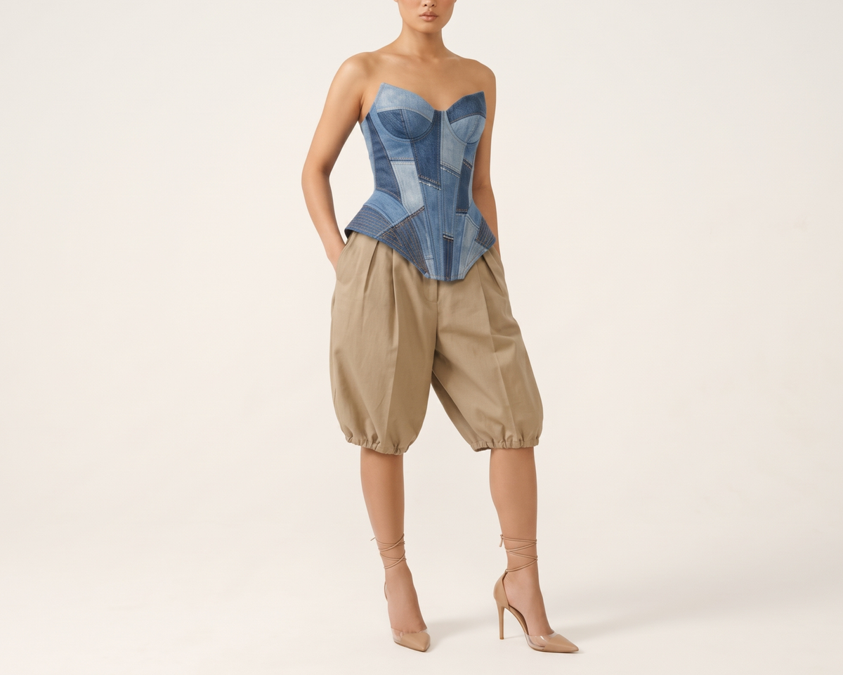 Women's High-Waisted Casual Knee-Length Pants, Elastic Waist Balloon Pants, Relaxed Fit Summer Trousers