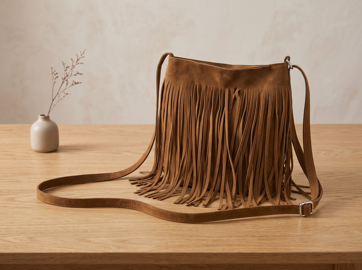 Boho Fringe Crossbody Bag, Tassel Shoulder Bag, Women's Casual Purse, Bohemian Travel Bag